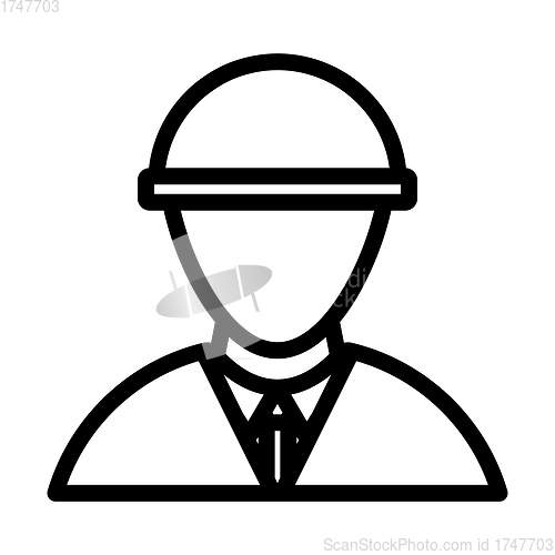 Image of Icon Of Construction Worker Head In Helmet