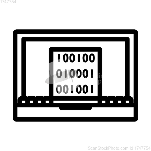 Image of Laptop With Binary Code Icon
