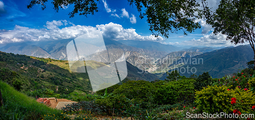 Image of Chicamocha Canyon, steep sided canyon carved by the Chicamocha River in Colombia. Santander department.