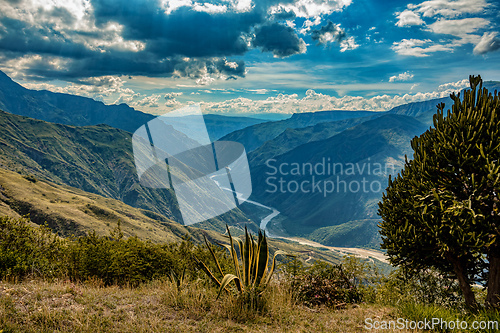 Image of Chicamocha Canyon, steep sided canyon carved by the Chicamocha River in Colombia. Santander department.