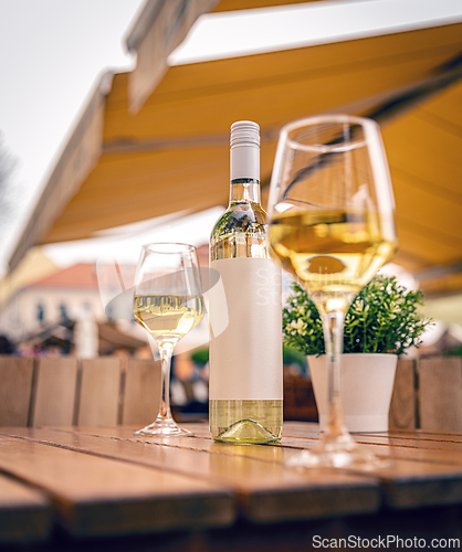 Image of Bottle of chilled white wine