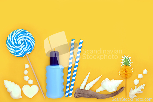 Image of Summer Fun at the Beach with Sunscreen and Accessories 