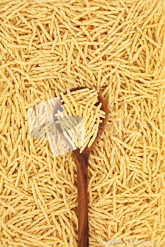 Image of Trofie Italian Pasta Food with Olive Wood Spoon