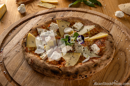 Image of Artisanal four-cheese pizza