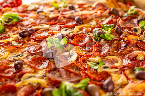 Image of Delicious pizza with pepperoni