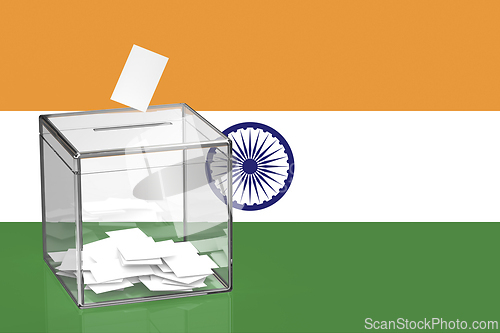 Image of Ballot box with the flag of India
