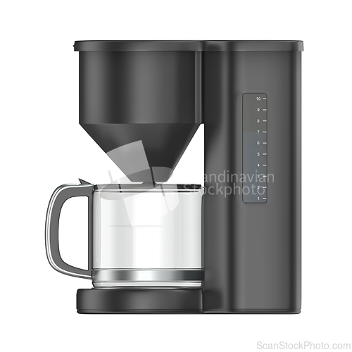 Image of Side view of a black filter coffee machine