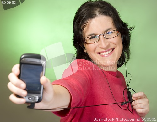Image of young woman communication technology