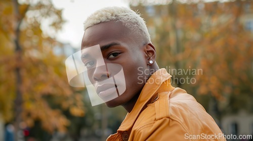 Image of Adult Black Man with Blond Straight Hair 1990s style Illustration.