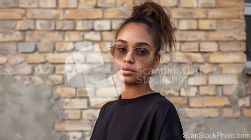 Image of Adult Black Woman with Brown Straight Hair 1990s style Illustration.