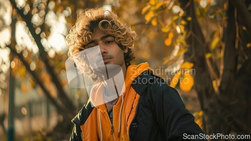 Image of Adult Indian Man with Blond Curly Hair 1990s style Illustration.