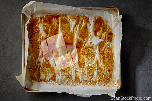 Image of oven tray after baking