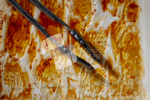 Image of used dirty paper after baking