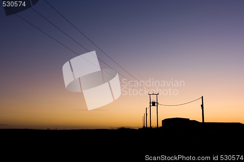 Image of sunset power wires