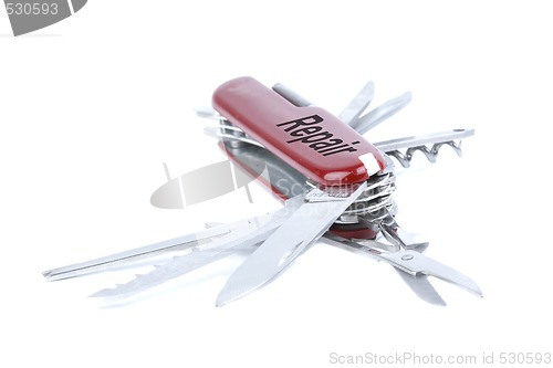 Image of marketing red swiss army pocket knife tool