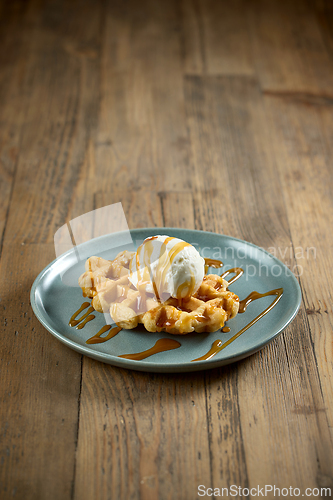 Image of plate of belgian waffle