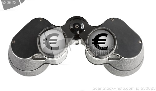 Image of isolated binoculars with money