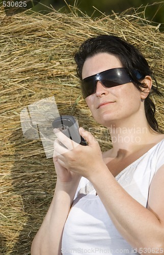 Image of young woman communication technology