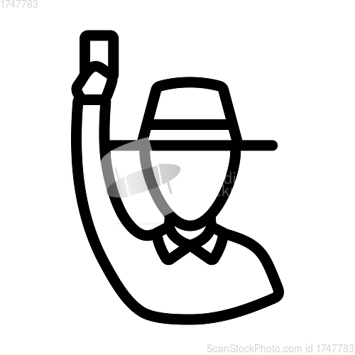 Image of Cricket Umpire With Hand Holding Card Icon