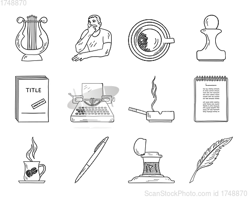 Image of Writer Icon Set