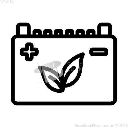 Image of Car Battery With Leaf Icon