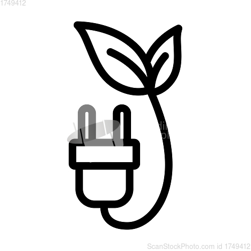 Image of Electric Plug With Leaves Icon