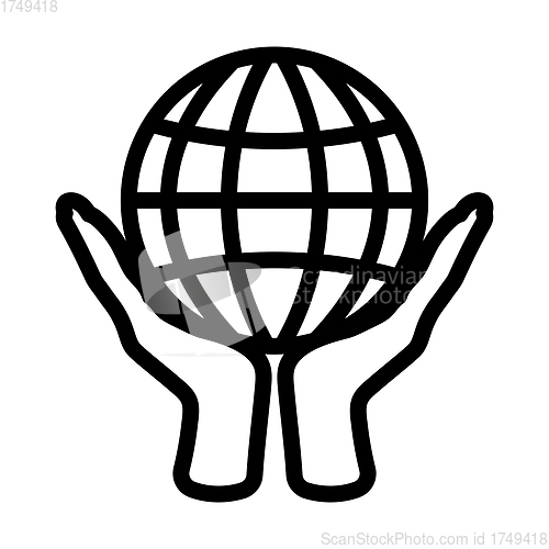 Image of Hands Holding Planet Icon