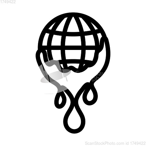 Image of Planet With Flowing Down Water Icon