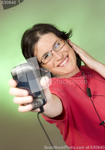 Image of young woman communication technology