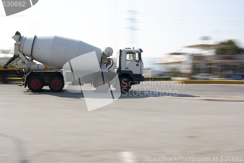 Image of construction cement mixer truck