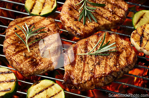 Image of freshly grilled juicy steaks
