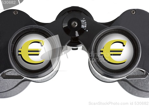 Image of isolated binoculars with money