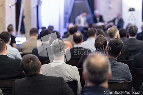 Image of Round table discussion at business conference event.