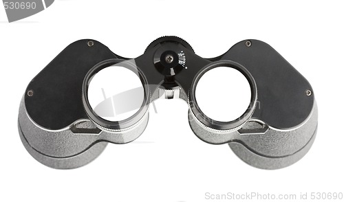 Image of isolated binoculars with money