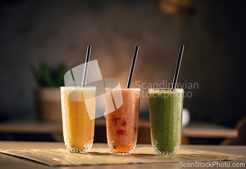 Image of Three different refreshing smoothies