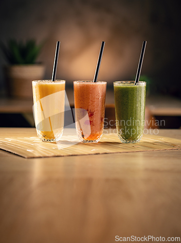 Image of Three colorful smoothies