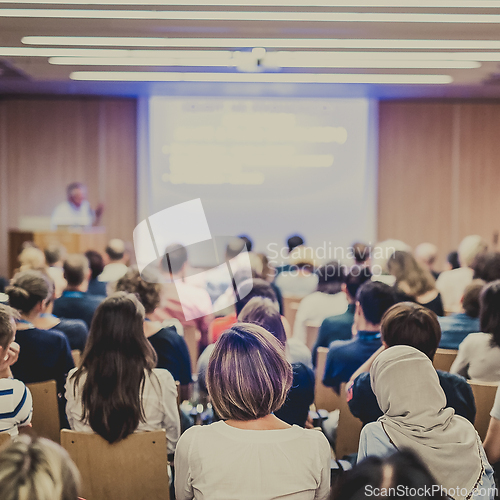 Image of Audience in lecture hall on scientific conference.