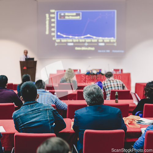 Image of Audience in lecture hall on scientific conference.