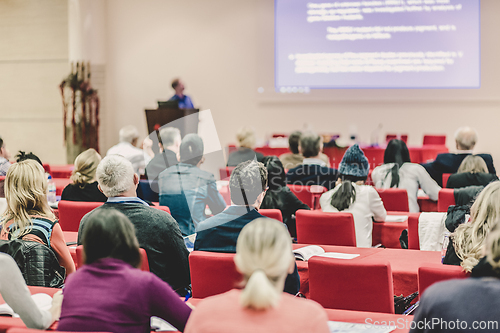 Image of Audience in lecture hall on scientific conference.