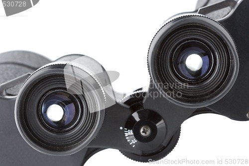 Image of isolated binoculars with money