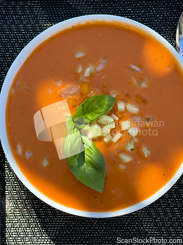 Image of bowl of cold tomato soup