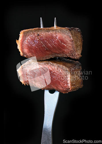 Image of Freshly grilled pieces of beef steak 