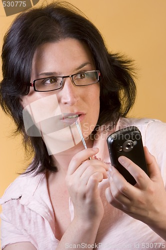 Image of young woman communication technology