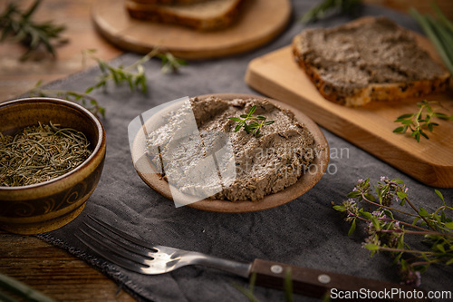 Image of Liver pate in wooden bowl