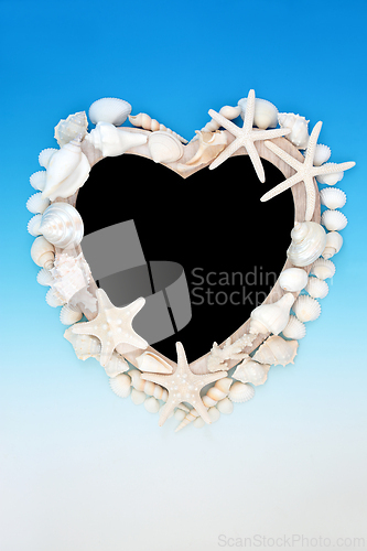 Image of Summer Heart Shape Seashell Wooden Frame 