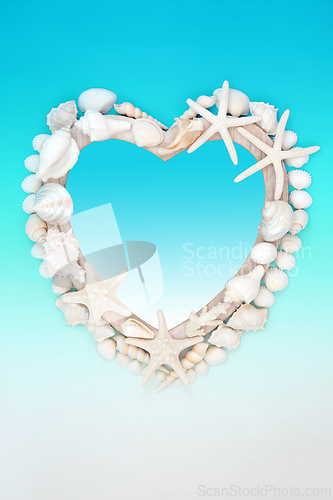 Image of Heart Shape Seashell Summer Frame