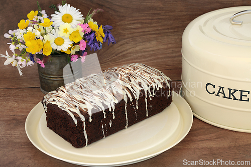 Image of Chocolate Chip Cake with Spring Flowers