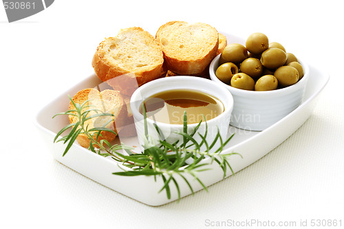 Image of baguette and olive oil