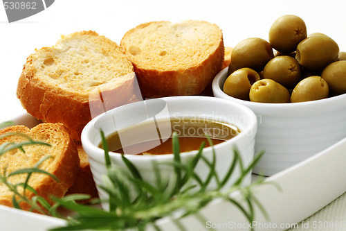 Image of baguette and olive oil