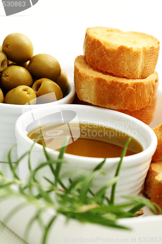 Image of baguette and olive oil